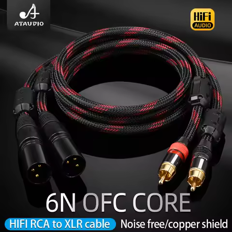 One pair HIFI Audio Cable 2 XLR to 2 RCA Adapter Amplifier Sound Box XLR RCA Hifi Microphnoe Speaker