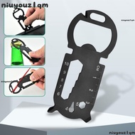 NIUYONI EDC Tools Card, Multifunction Silver Outdoor Gadgets, Portable Black Stainless Steel Ruler E