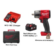 Battery Impact Wrench Cordless Milwaukee M18 FMTIW2F12 Fuel 1/2" Mid Torque Impact Wrench 5.0ah Battery