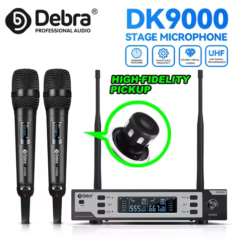 Debra DK9000 UHF Wireless Microphone System, UHF Multi-Channel Auto-Frequency Microphone for Churche