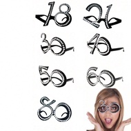 1pc 18th 21th 30th 40th 50th 60th 80th Birthday Glasses - Number Crystal Frame, Funny Photo Booth Pr