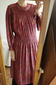 Vintage 70s silk dress 歐洲純絲洋裝 印度製