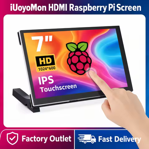 7 Inch Raspberry Pi Monitor 1024x600 IPS 5-Points Capacitive Touchscreen HDMI Display For Win 7/8/10