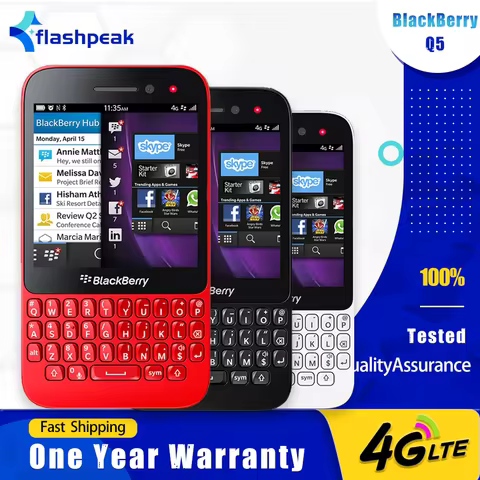 Original Blackberry Q5 4G LTE Mobile Phone 3.1" 2GB+8GB 5MP+2MP WIFI Snapdragon S4 Plus Dual-Core Bl