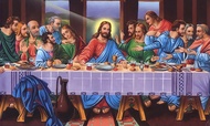 Lukisan Poster Modern Cetak Big Jumbo Foto Perjamuan Kudus Terakhir Tuhan Yesus Ukuran 100 x 60 cm Hiasan Dinding Rohani Tuhan Yesus Hiasan Dinding The last Supper
