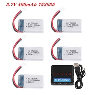 3.7V 400mAh 752035 Lipo Battery With Charger For H31 X4 H107 H6C KY101 E33C E33 U816A V252 RC Dron