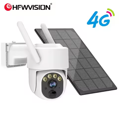 HFWVISION Solar Camera 4G Sim Outdoor WiFi 2K 3MP IP Camara Solar Panel CCTV Security Built in Batte