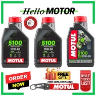 MOTUL 5100 4T 15W50 10W40 10W50 Semi Synthetic Technosynthese Ester Motorcycle Engine Oil 1L Minyak 