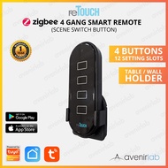 reTouch ZIGBEE 4 Gang Smart Remote Scene Switch Button with 12 Programmable Slots comes with Table a