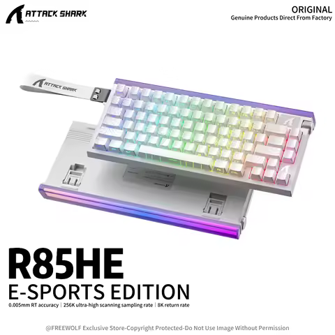 RGB Neon Light Box Keyboard ATTACK SHARK R85HE Gaming Magnetic Switch Keyboard,8K Hz,0.005mm Rapid T