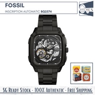 (SG LOCAL) Fossil BQ2574 Inscription Automatic Skeleton Dial Stainless Steel Men Watch