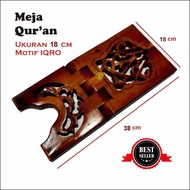 Rekal Al Quran / Meja Ngaji / Meja Al Quran lipat / Alas Al Quran / Tatakan Al Quran motif iqro' Kayu jati COD