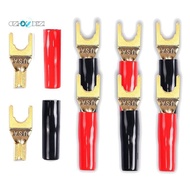 Y Plug Spade Connector for Speaker Wire,8 Pcs Y Spade Plug 45 Degree Gold Plated U Fork Spade Plug C