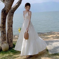 Long white beach dress for women - women's maxi dress
