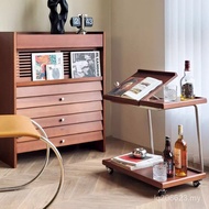 Ins Style Solid Wood Side Table Trolley Multifunctional Trolley Movable Coffee Table Shelf Medieval 