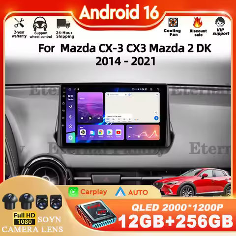 Android 16 car radio For Mazda CX-3 CX3 Mazda 2 DK 2014 - 2021 Video Player CarPlay Navigation DVD G