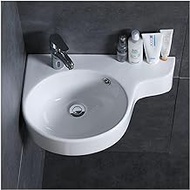 SJZLMB Bathroom Sink Bathroom Corner Basin Hanging Basin Sink Small Mini Apartment Wall-mounted Ceramic Triangle Washbasin White Vessel Sink (Color : 1 Left hole)