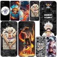 for Realme C2 C3 C11 C12 C15 TPU Luxury Black Silicone Soft Case WR45 Anime One Piece Luffy