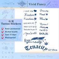 [Vivid Fancy] 12*19cm GH Tattoo Sticker Waterproof Healthy Herbal Lasts to 2 weeks
