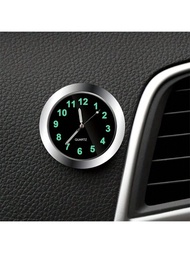 1 件銀色發光裝飾時鐘汽車時鐘迷你石英模擬汽車儀表板時間黏式時鐘汽車裝飾專用高端汽車內裝中控裝飾桌