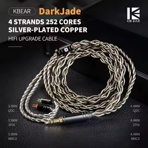 KBEAR DarkJade 4 strands 252 cores silver-plated copper HIFI Earphone upgrade cable 3.5/4.4/MMCX/2PI