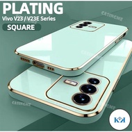 KK Vivo V23 V23E Simple Square Side Frame Plating Case For VIVO V23 V 23 E 23E Casing VivoV23 VivoV2