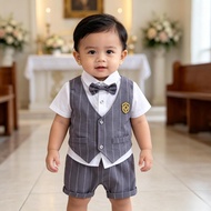 Grey Boss Baby Outfit for Boy 1st Birthday Baby Clothes Set Gentleman Terno Christening Suit