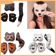 CONG Cats Costumes Cosplay Half Face Cats  Cats Paws Gloves Cats Tail Set Halloween Animal Fancy Cos