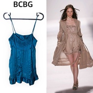 BCBG Runway เสื้อสายเดี่ยวสีเขียวผ้าไหมป้ายห้อยรันเวย์