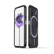 全城熱賣 - 適用於Nothing Phone 1 極光系列 鏡頭+金屬邊框手機保護殼（黑銀色）
