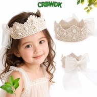CRBWDK Kids Crown Headpiece, Crown Shape Hollow Lace Baby Crown Headband,  Mesh Bow Girls Crown Hair