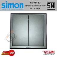 TOMBOL SIMON E3 Double Switch 2 Buttons 1 Way SNI Dark Grey Simon Switch E3 Hotel Series 2 Gang 1 Wa