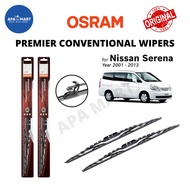 Genuine Osram Premier Conventional U Hook Wiper Set for Nissan Serena C24 (Year 2001-2013) (26"/14")
