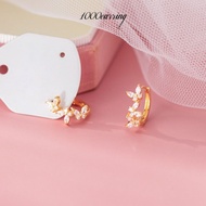 1000earring 925 Sterling Silver Triple Flutter Butterfly Hoop Earrings - Gold/Silver