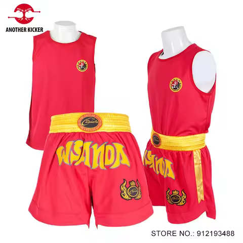 Muay Thai Shorts Singlet Set Boxing Suit Men Women Kids Sanda Wushu Martial Arts Uniform Kickboxing