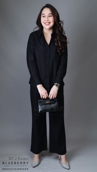 เสื้อเชิ้ต กางเกงขายาว พรีเมี่ยมเซ็ต : 2ชิ้น / 2 PIECES พรีเมี่ยมเซ็ตคอตต้อนสีพื้น BLUEBERRY NIGHTS