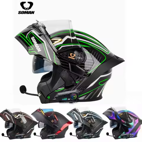 SOMAN SM955-S Flip Up Motorcycle Helmet Full Face DOT Motorcycle Dual Visor Lens Racing Casco Casque