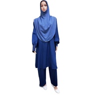Baju Set Seluar Muslimah/Jubah Seluar CINTAKU kain cotton lembut ringan sesuai untuk haji dan umrah 