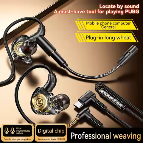 GM5 Gaming Wired Earphones With Microphone High Sensitivity Mic Phone Computer Universal Esports Hea