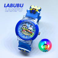 Jam Tangan Anak "Labubu" dengan Strap Tombol Lampu LED Warna-warni dan Desain Karakter Lucu