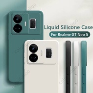 Realme GT3 Square Liquid Silicone Case For Realme GT Neo 5 3 3T 2 Neo2 Neo3 Neo5 5G Phone Case Cute Solid Color Soft Couple Casing TPU Lens Protetcion Shockproof Cover