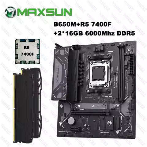 MAXSUN B650M Motherboard Set With AMD R5 7400F 2*16GB DDR5 6000Mhz Dual Channel DDR5 Support PCIE4.0