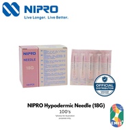 NIPRO Hypodermic Needle 18G x 1.5" (38mm) | Thin Wall Drawing Needle | Sterile | Pink Hub EMIS+