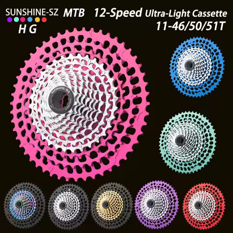 SUNSHINE K7 12 Speed MTB Cassette 11-46T 11-50T 11-51T HG Hub -CNC 12s Bicycle Sprocket for MTB