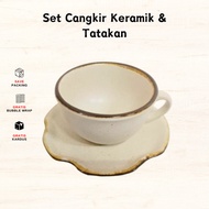 CERAMIC SET Cup & Coaster | Ceramic Coffee Tea Cup | Ceramic Mug & Coaster