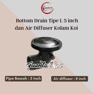 BOTTOM DRAIN TIPE L 3 INCH DAN AIR DIFFUSER KOLAM KOI -Aldenaire7