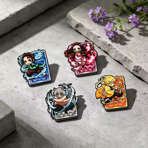 4 Pcs Japan Anime Series Lapel Pins Backpack Jeans Enamel Brooch Women Fashion Jewelry Gifts Horror 