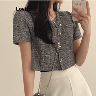 Lovito Casual Blazer Plain Button Front Blazer for Women LNM66084