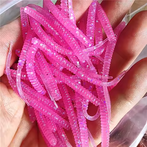 SWOLFY 10PCS Mini Soft Worm Fishing Lure 0.3g 0.45g Jerkbait Fish AJING Soft Lure Rockfish Swimbaits