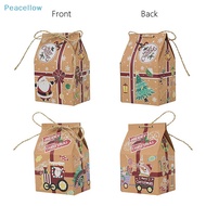 Peacellow 5Pcs Kraft Paper House Shape With Ropes Candy Gift Bags Cookie Bags Packaging Boxes Christmas Tree Pendant Party Decor SG